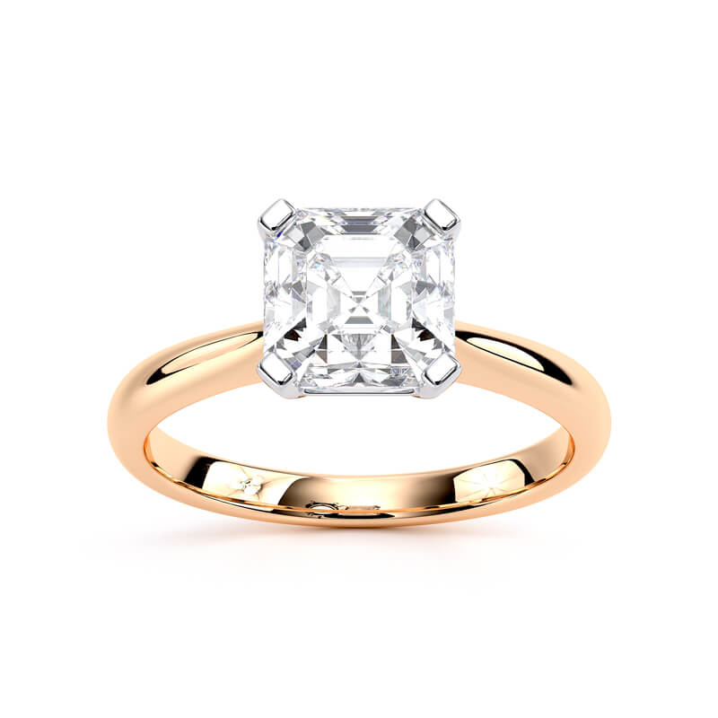 1.50ct LAB GROWN ASSCHER SHAPE DIAMOND SOLITAIRE ROSE GOLD RING PHOTO