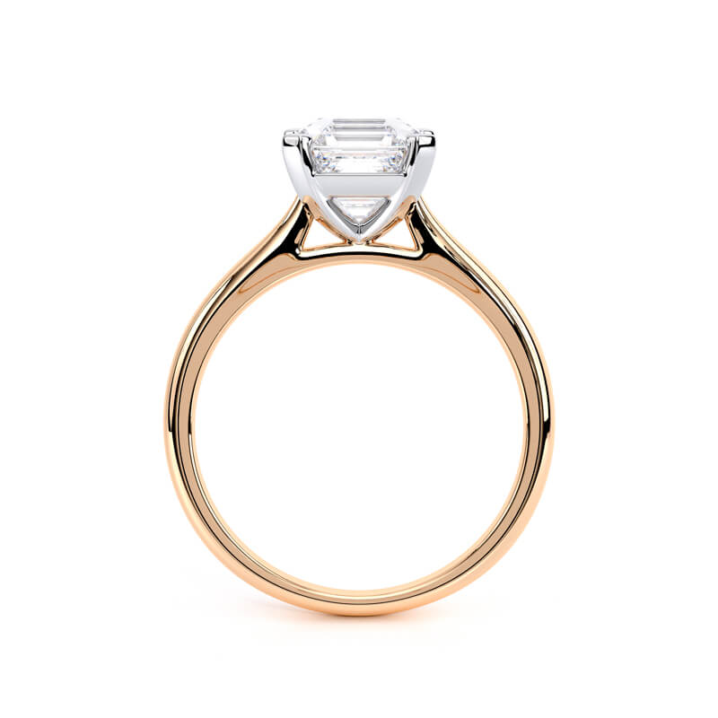 1.50ct LAB GROWN ASSCHER SHAPE DIAMOND SOLITAIRE ROSE GOLD RING SIDE VIEW PHOTO