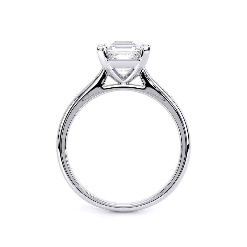 1.50ct LAB GROWN ASSCHER SHAPE DIAMOND SOLITAIRE WHITE GOLD RING SIDE VIEW PHOTO