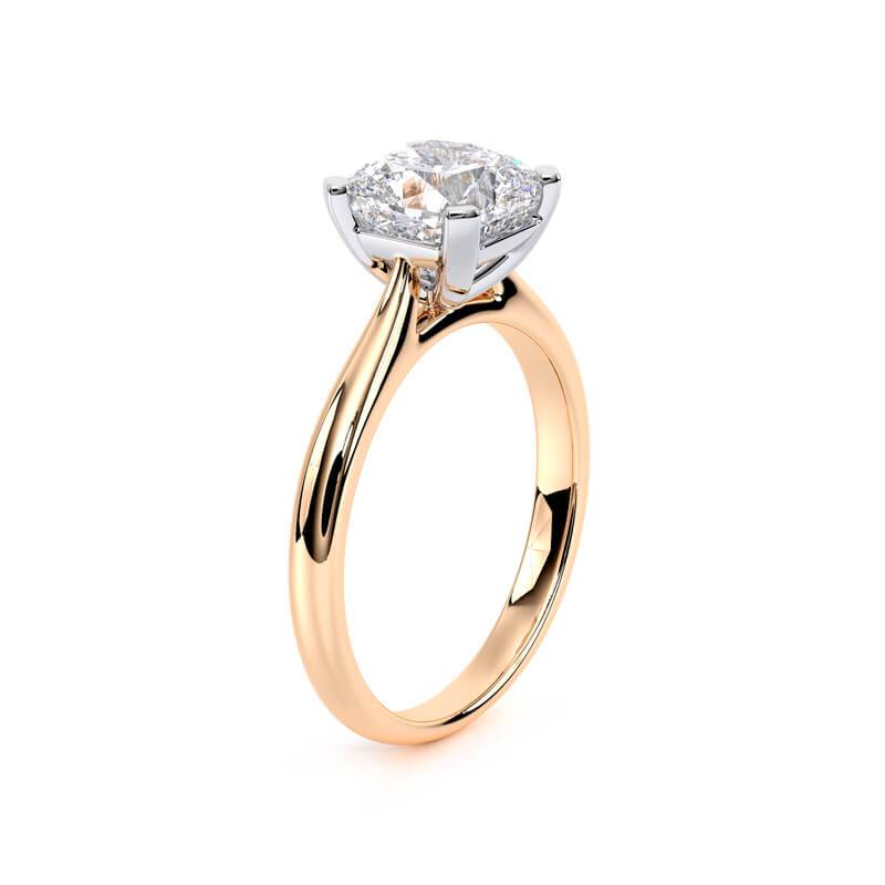 1.50ct LAB GROWN CUSHION SHAPE DIAMOND SOLITAIRE ROSE GOLD RING SIDE VIEW PHOTO