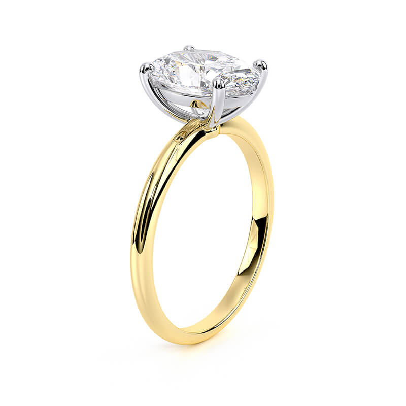 1.50ct LAB GROWN OVEL SHAPE DIAMOND SOLITAIRE YELLOW GOLD RING SIDE VIEW PHOTO