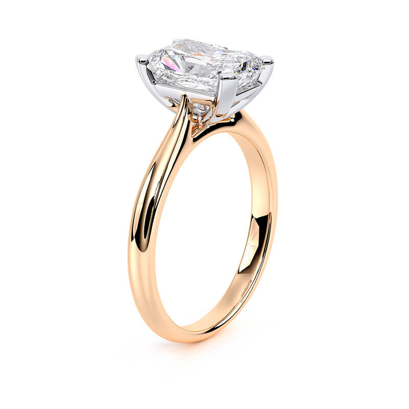 1.50ct LAB GROWN RADIANT SHAPE DIAMOND SOLITAIRE ROSE GOLD RINGSIDE VIEW PHOTO